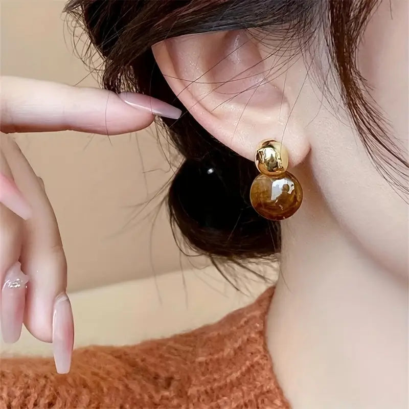 Aurélie Amber Drop Earrings | Gold